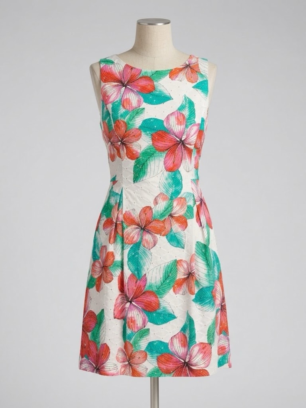 Tommy Hilfiger preppy hibiscus print tropical floral fit and flare dress 2